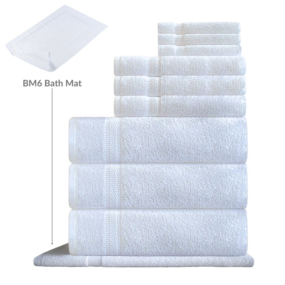 10 Pcs towel set placed together in a white background