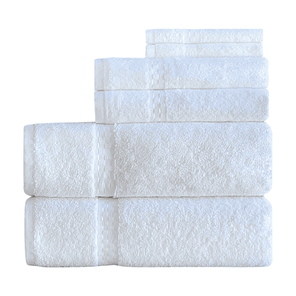 6 pc towel set in a white background