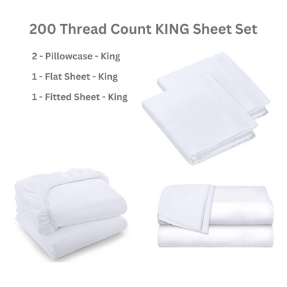 Essentials 200 Thread Count Sheet Sets (Multiple Sizes)