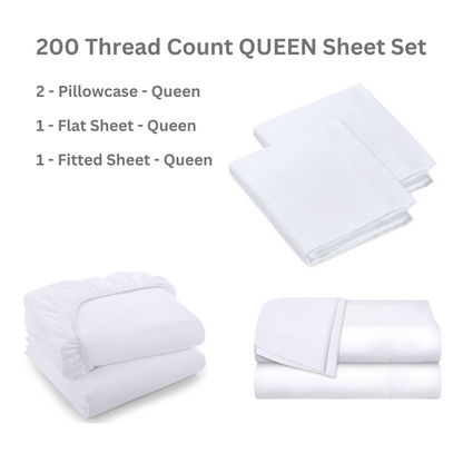 Essentials 200 Thread Count Sheet Sets (Multiple Sizes)