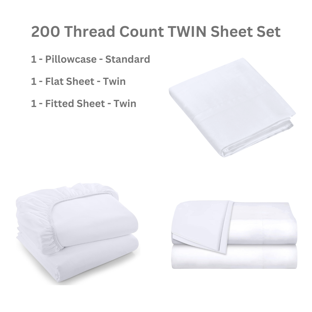 Essentials 200 Thread Count Sheet Sets (Multiple Sizes) - detailed description. 