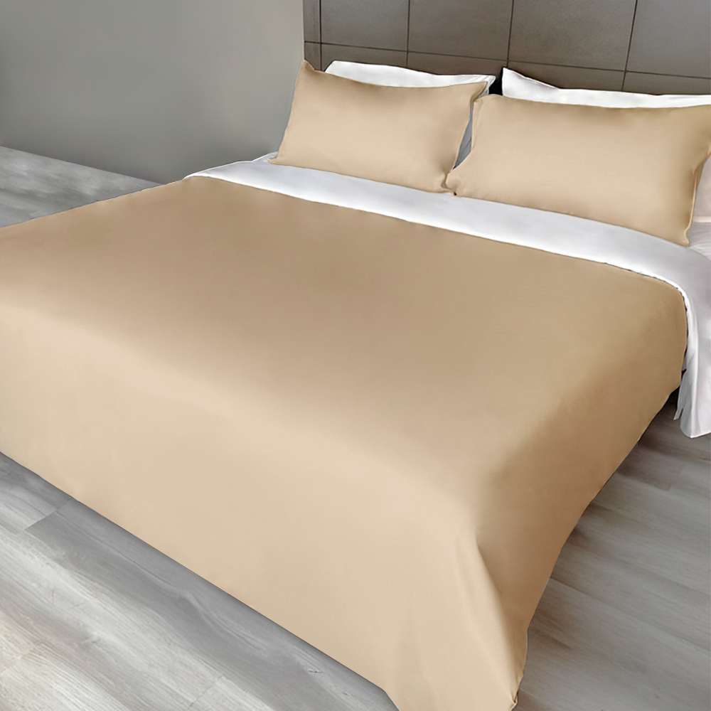 Polyester 3pc Solid Color Duvet Cover Set - Sand