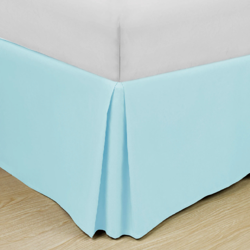 Soft Classic Microfiber Solid Bed Skirt Aqua Eco-friendly king-size bed skirt with decorative multi-colored patterns, offering lightweight and temperature-controlled comfort for upscale hotels