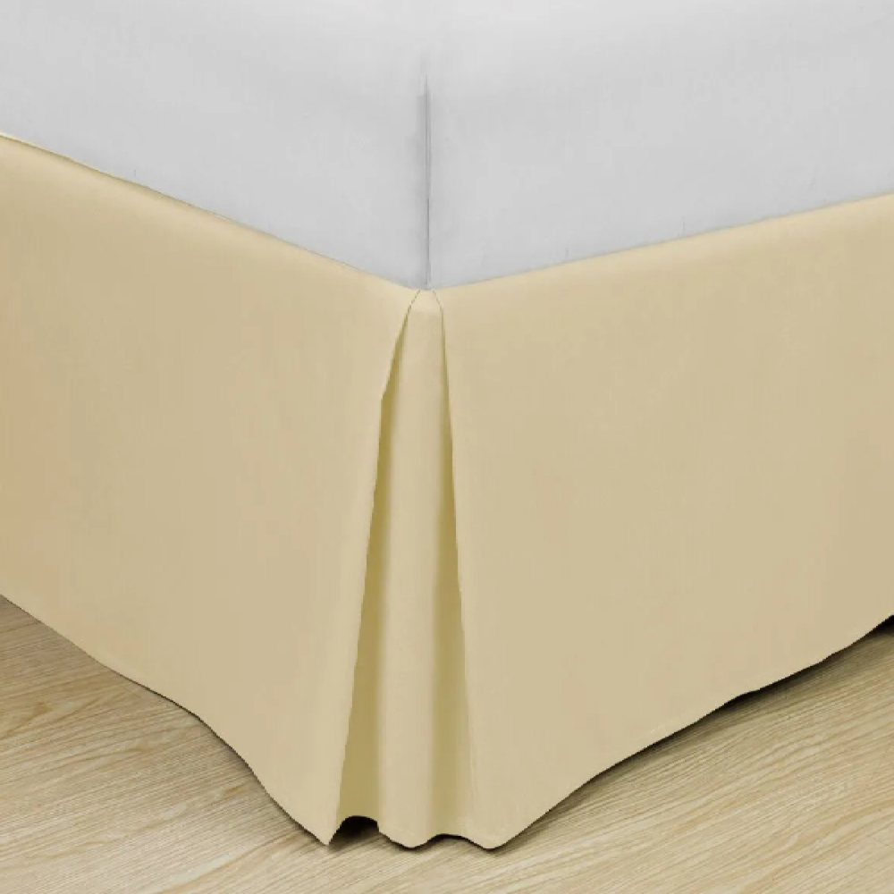 Soft Classic Microfiber Solid Bed Skirt Beige Affordable bed skirt featuring anti-bacterial and bed bug-proof design, offering lightweight warmth and essential protection for hotels