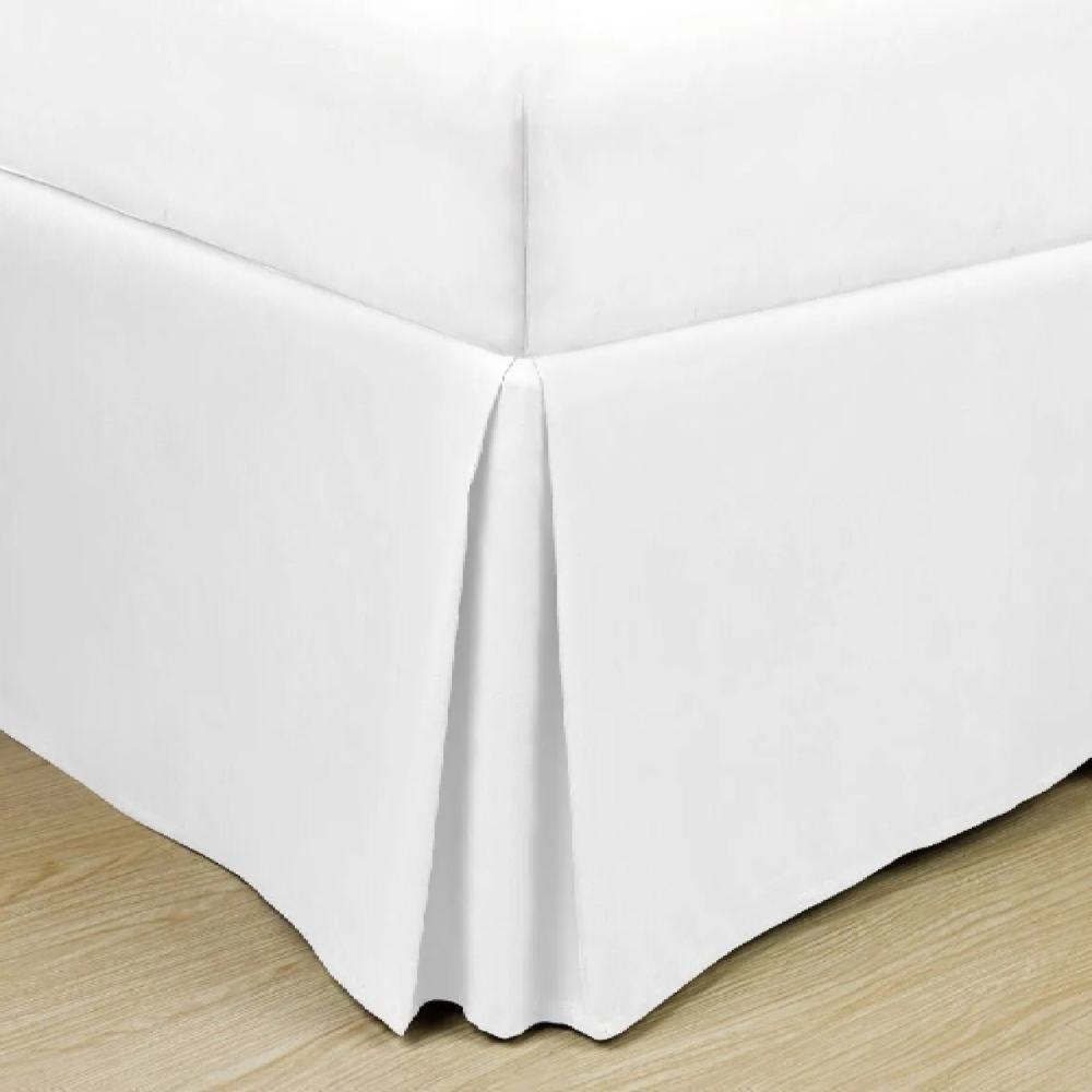 Soft Classic Microfiber Solid Bed Skirt White Anti-bacterial bed hugger with bed bug-proof design and lightweight warmth, crafted for basic comfort in dorm rooms or budget-conscious hotels