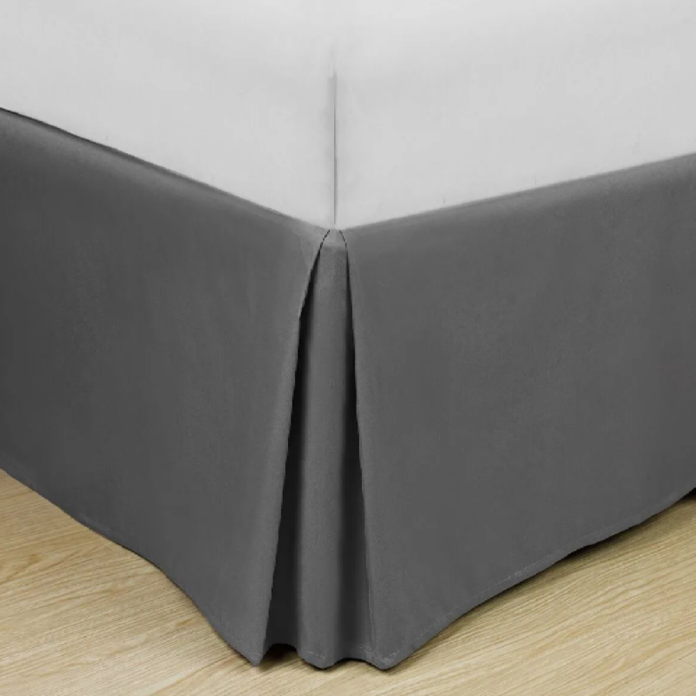 Soft Classic Microfiber Solid Bed Skirt Grey King-size bed skirt with waterproof construction and anti-allergy properties, designed for essential comfort in luxury hotel chains