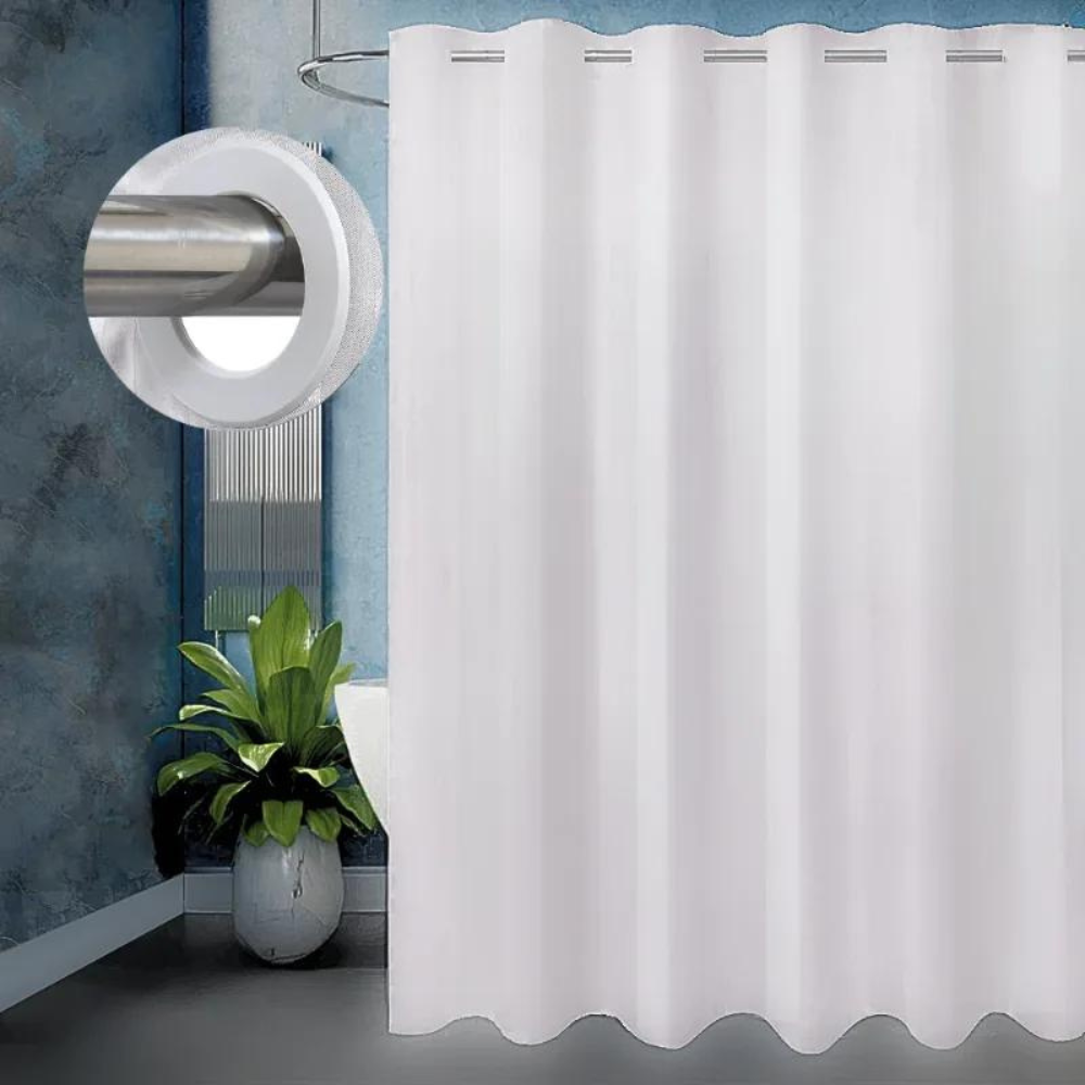 Hook Less Shower Curtain 1 Piece - White