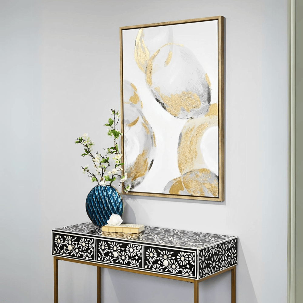 Artisan-crafted Bone Inlay Console Table, a cultural masterpiece from India.