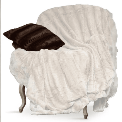 Reversible Lightweight Faux Fur Throw Blanket 50 X 60 White on Chair