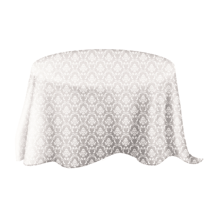 Round Table Mat 120" - White VIctorian Jacquard.