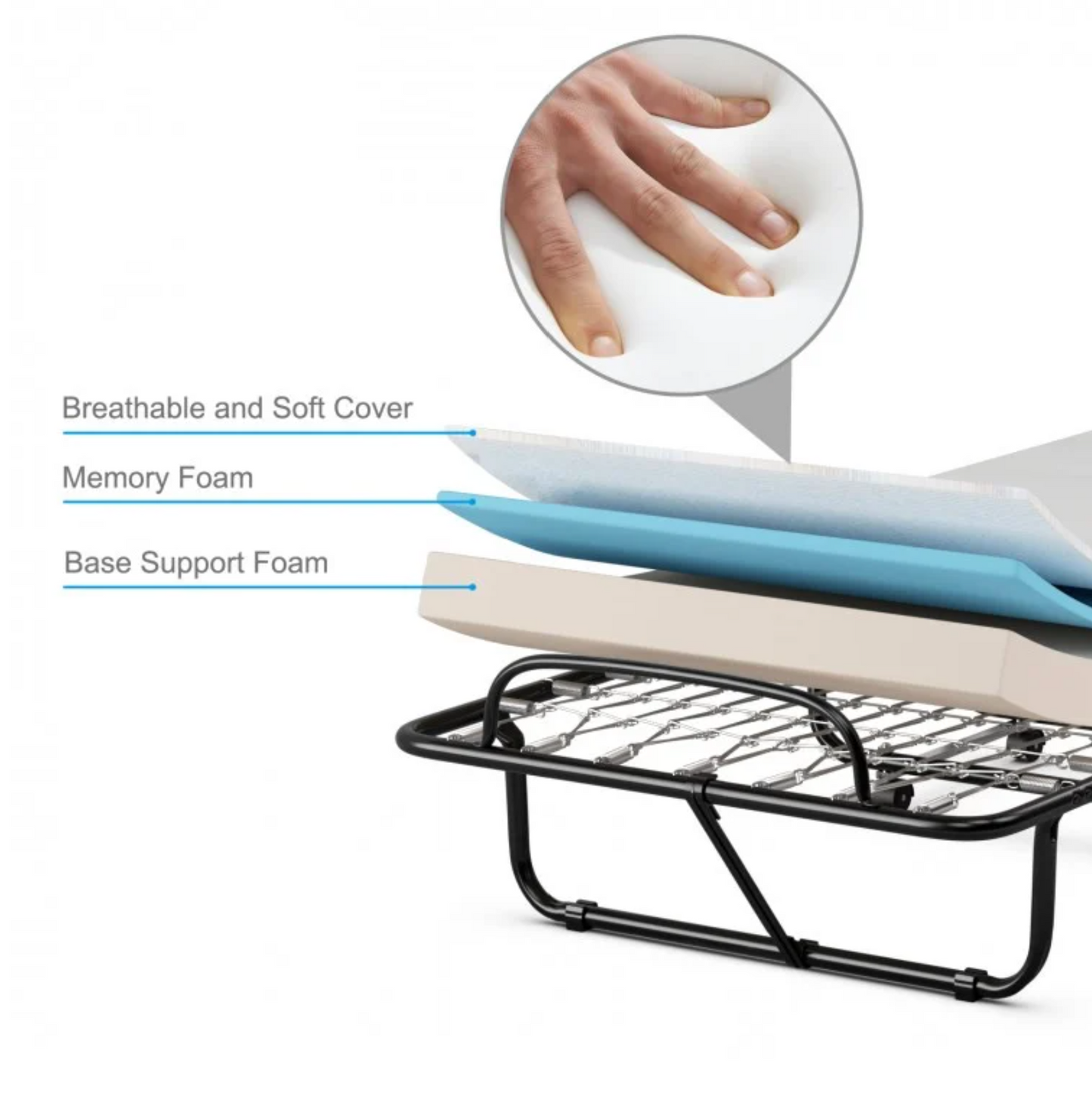 Mobile Rollaway Folding Bed with 5" Foam Mattress