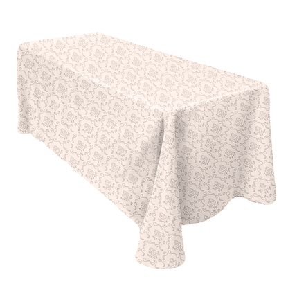 8ft Rectangle Tablecloth, Ivory / Victorian Jacquard.