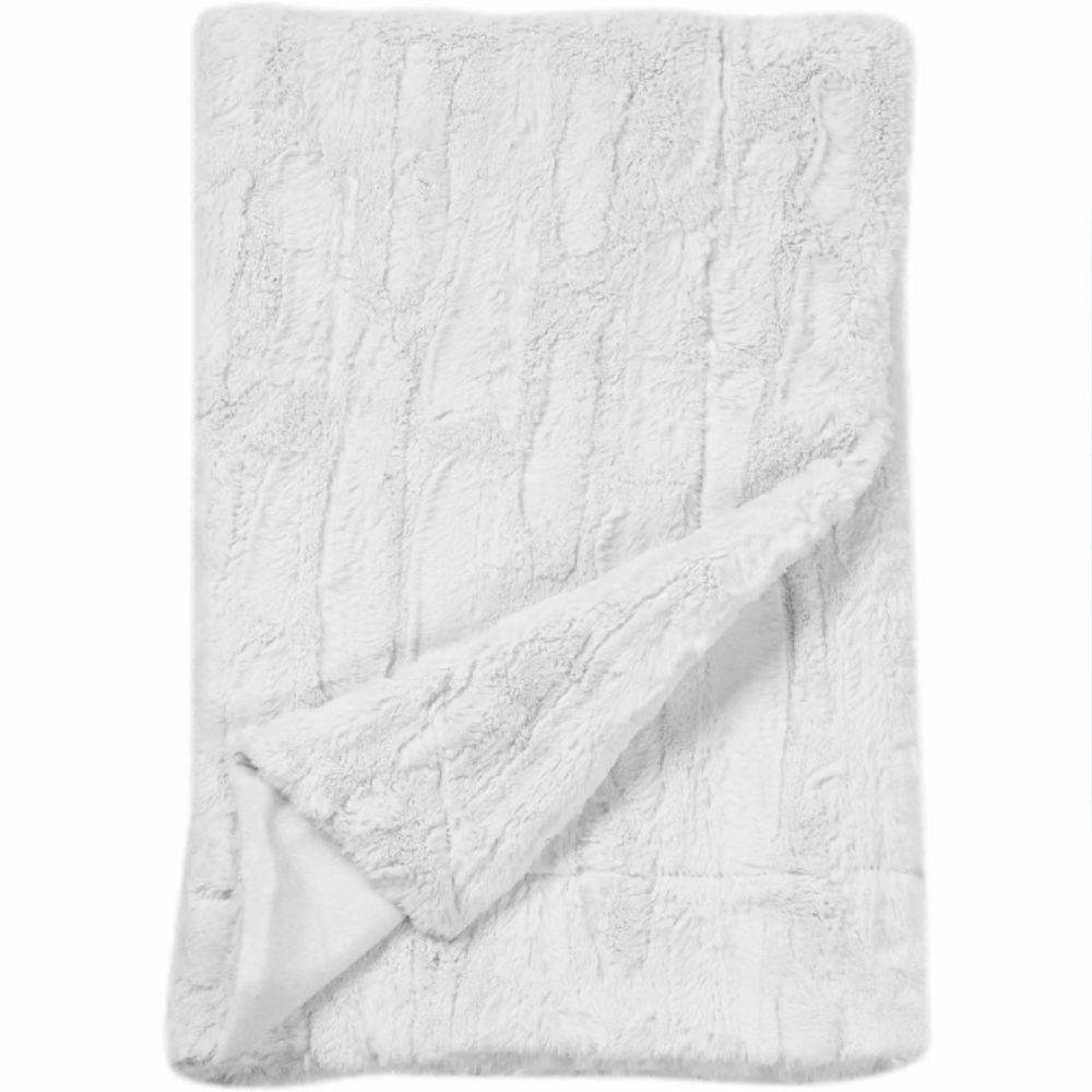 Reversible Lightweight Faux Fur Throw Blanket 50 X 60 White