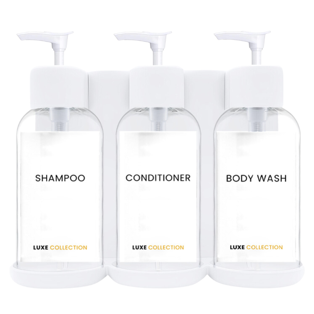 Triple Plastic Amenity Holder White - Shampoo, Conditioner, and Body Wash (liquid not included)