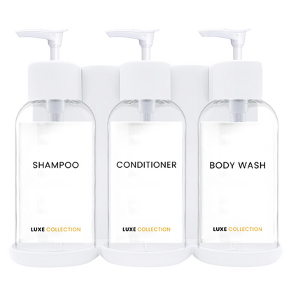 Triple Plastic Amenity Holder White - Shampoo, Conditioner, and Body Wash (liquid not included)